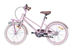 Rosa Fahrrad mit braunem Sattel