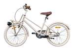 Beigefarbenes Fahrrad von der linken Seite