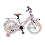 Rosa Kinderfahrrad mit Blumenmuster.