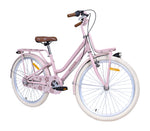 Rosa Fahrrad von vorne rechts