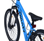 Blaues Fahrrad mit schwarzem Sattel