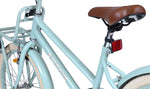 Brauner Fahrradsattel mit hellblauem Rahmen
