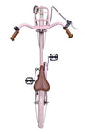 Rosa Fahrrad direkt von oben aus der Vogelperspektive fotografiert