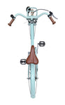 Hellblaues Fahrrad aus der Vogelperspektive