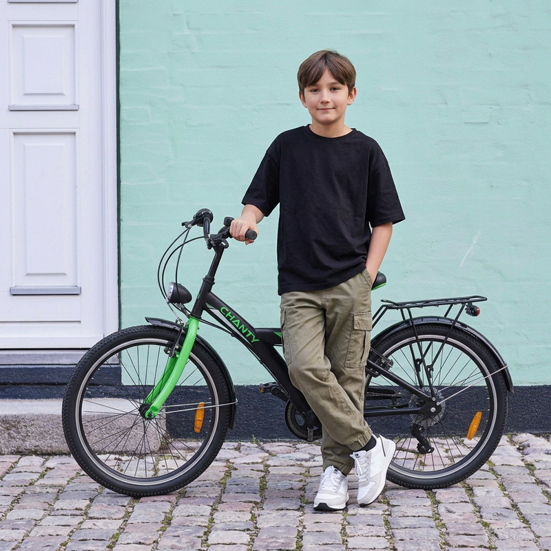 CHANTY Roader 24" Schwarzes & Grünes Jungenfahrrad | 7 Gänge |