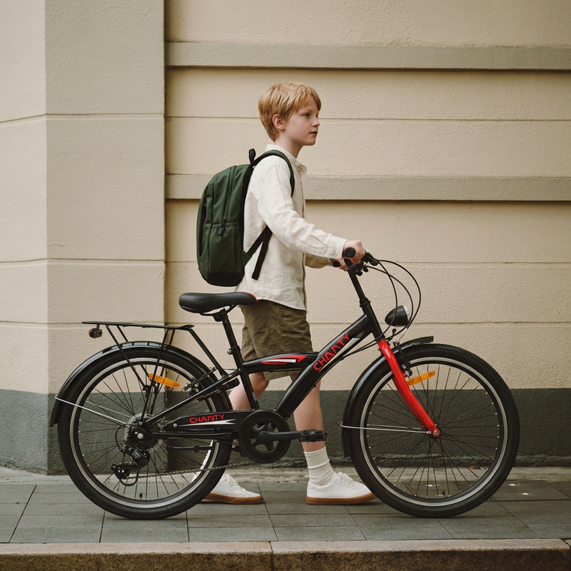 Chanty 24" Kinderfahrrad – Jungen – Schwarz/Rot – 7 Gänge